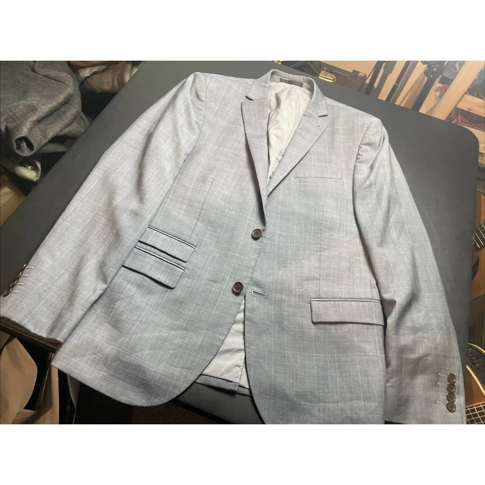 NEXT Tailoring Gray Glen Plaid Blazer Jacket 42R Slim Fit Blazer Pockets sown